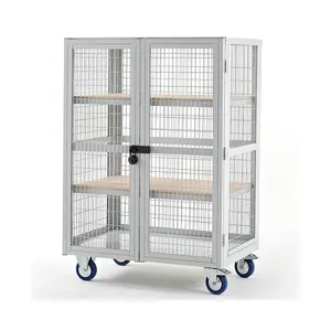 4 Sided Logistic A-Frame Security Nestable Storage Folding Metal Steel Insulated Cargo Rolling Mesh Cage Containers For Sale