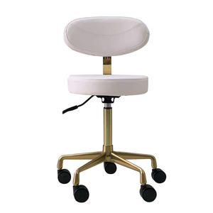 Gold Base PU Leather Nail Salon Spa Pedicure Technician Saddle Chair Massage Function LED Lamp Customizable Color High Load - Product Image 2