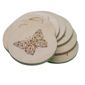 ถาดไม้วอลนัททรงกลมตัดด้วยเลเซอร์ถาดรองแก้วเครื่องดื่มเย็นและร้อน - Product Image 5