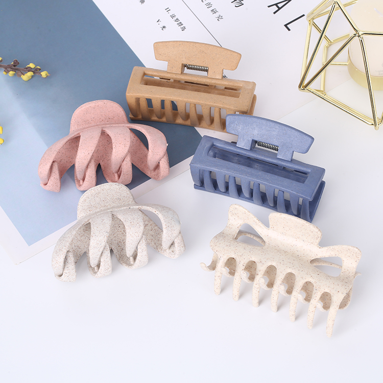 2022 новые специальные аксессуары для волос, заколка-краб для волос из пшеничной соломы, средний прямоугольный полый пластиковый зажим в форме акулы, зажимы для волос