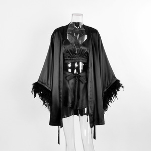 Novo Conjunto de Lingerie, <span class=keywords><strong>Shorts</strong></span> e Robe de Três Peças, Roupa de Casa com Toque de Seda, Pijamas de Cetim de Outono para Mulheres - Product Image 3