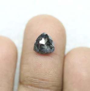 1.52 carat diamant en vrac naturel 7.5X7.4mm trillion coupe couleur noire bague de mariage rosecut cadeau noir trillion forme diamant - Product Image 3