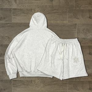 ชุดเซ็ตเสื้อฮู้ดดี้และกางเกงขาสั้นแบบมีซิปคู่ ดีไซน์เนอร์ออกแบบ ผ้าหนานุ่ม ทรงโอเวอร์ไซส์ สไตล์ลำลอง สำหรับผู้ชายและผู้หญิง  สามารถสั่งทำได้ - Product Image 2