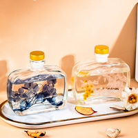 Diffuseur de roseaux 100 ml, flacon carré en verre transparent, fleurs séchées, sans flamme, longue durée, 3 mois, sans BPA, sans alcool