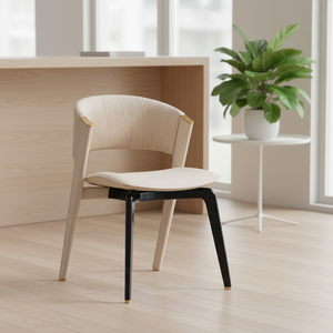 Chaise de salle à manger en tissu beige haut de gamme, pieds en métal, design moderne, chaises pour la maison, le bureau, la salle à manger, pour restaurant, hôtel - Product Image 2