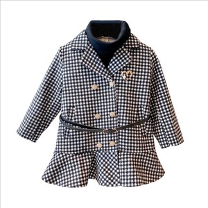 Ropa Infantil al por Mayor, Vestido Abrigo a Cuadros de Manga Larga para Niña, Invierno - Product Image 1