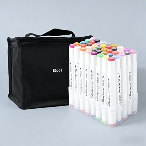 Set di Pennarelli a Doppia <span class=keywords><strong>Punta</strong></span> con Inchiostro Alcolico, 24-100 Colori |   Pennelli a <span class=keywords><strong>punta</strong></span> larga e fine con custodia portatile per artisti, studenti e illustratori - Product Image 1