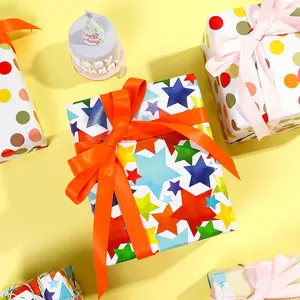 New Design Kids Birthday Dot Printing Gift Wrapping Paper 43*300 Cm Colorful Roll Everyday Paper