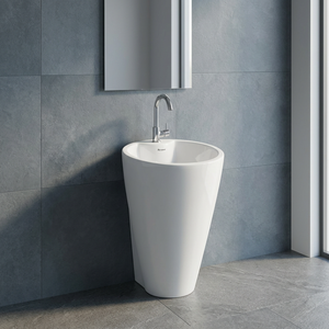 Lavabo sur pied en céramique couleur café de première qualité, petit lavabo rond avec support, design floral de luxe - Product Image 3