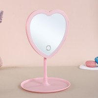 Portable HD Cosmétique Miroir Ensemble Réflexion Debout Coeur LED Lumières Rose Maquillage Espejos pour Bureau Table Style Bureau Miroir