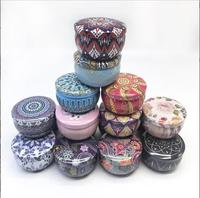 Lot de mini boîtes rondes vides en métal pour artisanat, rangement, 2,2 oz, motif floral, boîte à bougies