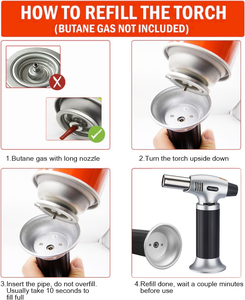 LAIWEI S400 Chalumeau de Cuisine avec <span class=keywords><strong>Flamme</strong></span> Réglable pour Barbecues, Pâtisserie, Desserts, Crèmes Brûlées, Etc. Type Chauffant - Product Image 5