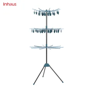 Foldable Rotating Clothes Drying Rack 3-Tier Arier Indoor Rotary Clothes Hanger