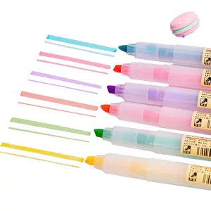 마카롱 캔디 컬러 형광 펜 6 색 세트 비스듬한 펜 팁 마커 펜