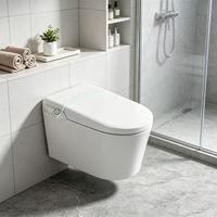 WC intelligent mural moderne avec télécommande, monobloc, siphon en P, fonction de lavage, chasse d'eau automatique, pour salle de bain