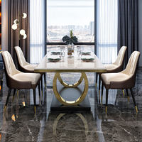 Ensemble de tables à manger modernes avec plateau en pierre frittée effet marbre, mobilier de salle à manger, dropshipping