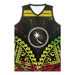 Maillots de basket-ball avec logo de l'île de Chuuk, imprimé tribal, maillot de basket-ball brodé, vente en gros, maillot de basket-ball personnalisé pour les jeunes - Product Image 1