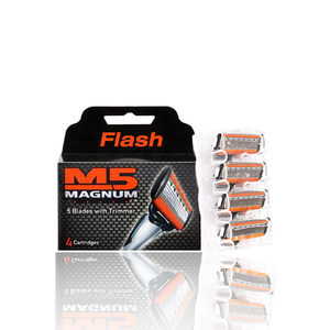 Paquete de cartucho de maquinilla de afeitar con cabezal pivotante de 5 cuchillas importado <span class=keywords><strong>FLASH</strong></span> con mango de goma <span class=keywords><strong>para</strong></span> afeitado facial - Product Image 4