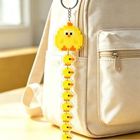 Porte-clés en acrylique personnalisé style pixel, motif coq imprimé UV, avec chaîne de suspension pour sac à dos