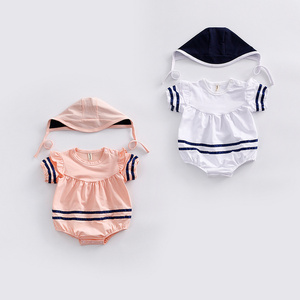Ropa de Bebé Recién Nacido al por Mayor, Mono con Volantes y Pompones Florales para Niña con Gorro - Product Image 1
