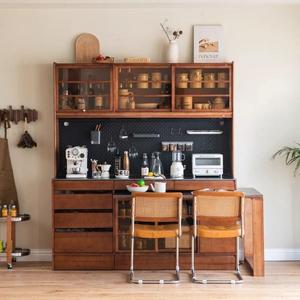 Aparador de madera maciza con gabinete de pared giratorio, juego de 2 piezas, muebles de comedor que ahorran espacio para apartamentos pequeños - Product Image 2