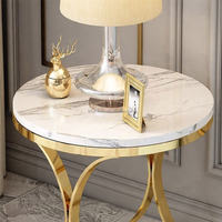 Table d'appoint moderne de luxe minimaliste en métal avec plateau rond, écologique et durable, pour salon, table d'appoint pour canapé