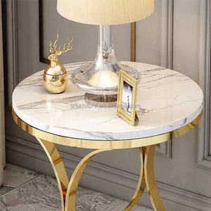 Hot Modern Luxury Minimalist Stone Round Top Side <b>Table</b> Living Room <b>End</b> <b>Table</b> for <b>Sofa</b> - Product Image 3