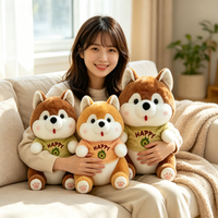 Peluche réaliste Husky super douce avec t-shirt graphique joyeux, cadeau mignon pour les amoureux des chiens et les enfants