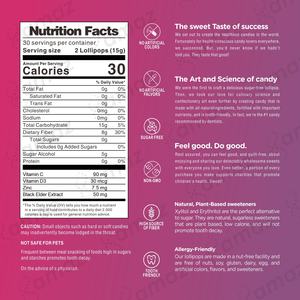 <span class=keywords><strong>Amaza</strong></span> Complément alimentaire aromatisé au sureau Adulte 30 sucettes fonctionnelles Bien-être Soulagement des maux de gorge Végétalien Sans gluten - Product Image 2