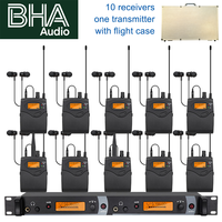 Système de monitoring intra-auriculaire sans fil BHA IEM2050 10 unités UHF avec flight case pour chanteurs et groupes de concert