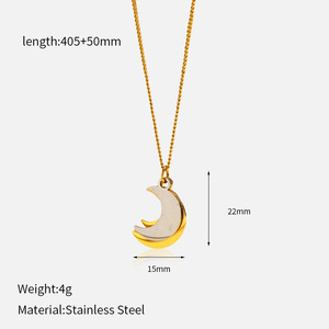 Collier Lune Française, Charme Papillon en Forme de Cœur Simple, Collier en Acier Inoxydable, Bijou, Cadeau Fête des Mères - Product Image 3