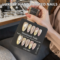 Lot de 10 faux ongles en gel press-on, forme amande et stiletto, peints à la main, magnifiques, design personnalisé, faits à la main, en acrylique, vente en gros