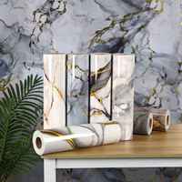 Papier peint PVC 3D effet marbre Wayon, brillant doré, imperméable, pour salle de bain, chambre à coucher, décoration murale, auto-adhésif, facile à poser et à décoller