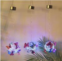 Neue IP65-zertifizierte LED-Solar-Schmetterlings-Hängeleuchte für den Garten – Runde Hängelampe mit leuchtendem Schmetterling