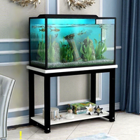 Support d'art en fer métallique écologique double couche Rectangle pour aquarium Base d'armoire pour le salon Table d'aquarium