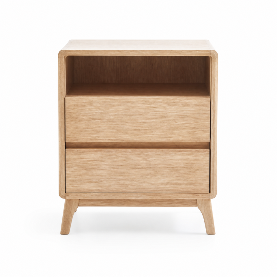 Solid Wood White Ash Nightstand With Drawer Storage Nordic End Table ...