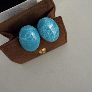 Boucles d'oreilles semi-précieuses 8x25mm Pierre ovale Bleu naturel Boucles d'oreilles en acier inoxydable Bijoux en acier inoxydable <span class=keywords><strong>tendance</strong></span> - Product Image 4