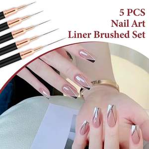 Ensemble de 5 pinceaux pour nail art, pinceaux pour gel UV, kits de pinceaux pour nail art, pinceaux pour lignes françaises, peinture, dessin, fleurs, <span class=keywords><strong>stylo</strong></span> pour <span class=keywords><strong>manucure</strong></span> - Product Image 4