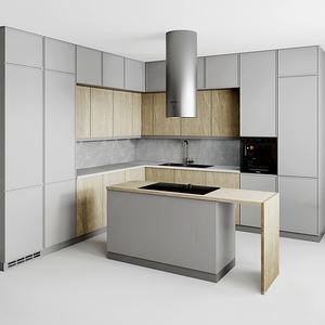 Set Cucina a <span class=keywords><strong>L</strong></span> Stile Shaker con <span class=keywords><strong>Isola</strong></span> e Mobile <span class=keywords><strong>Bar</strong></span> Personalizzati per Ville e Progetti di Appartamenti - Product Image 1