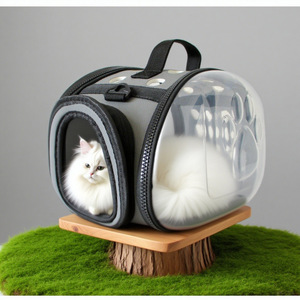 Saint Yi Cat <b>Backpack</b> Portable Transparent Pet Carrier <b>Foldable</b> Handbag for Cats Dogs All Seasons Minimalist Style - Product Image 1
