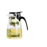 Théière en verre borosilicate de style moderne 900 ml avec infuseur, écologique, grande capacité, construction robuste, vaisselle résistante à la chaleur SAMADOYO