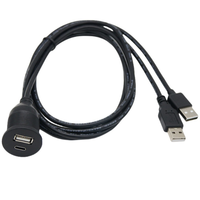 Câble USB 2.0 à double port vers Type C 3.1, coaxial, paire torsadée, gaine PVC, étanche, pour montage encastré sur tableau de bord de voiture