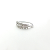 ZHILIAN 925 argent Sterling zircon cubique feuille bague rhodium plaqué mariage bague de fiançailles élégant fête cadeau bague
