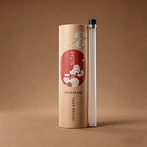 บรรจุภัณฑ์ซูชิแบบใช้แล้วทิ้ง ทำจากกระดาษคราฟท์รักษ์โลก รูปทรงหลอดดันขึ้น ป้องกันการรั่วซึม สำหรับใส่ซูชิแบบม้วน - Product Image 2