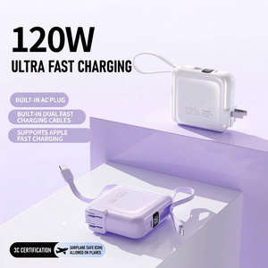 พาวเวอร์แบงค์ 120W พร้อมปลั๊ก AC ในตัว สายชาร์จเร็วคู่ รองรับการชาร์จเร็วของ Apple เหมาะสำหรับการเดินทาง - Product Image 2