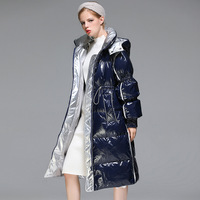 Manteau d'hiver personnalisé pour dames Veste longue en duvet de canard avec doublure en nylon Haut à motif uni respirant et crocheté