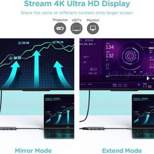 محول USB C 5 في 1 مع منفذ HDTV <span class=keywords><strong>4K</strong></span> وقارئ بطاقات SD وTF ومنفذ USB 3.0 لأجهزة MacBook Pro وAir وأجهزة الكمبيوتر المحمولة التي تعمل بنظام Windows مع منفذ Type C - Product Image 2