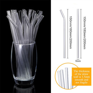 Bán buôn đa-đường Kính đa-chiều dài màu cong tái sử dụng uống cup phụ kiện drinkware Borosilicate Glass ống hút - Product Image 2