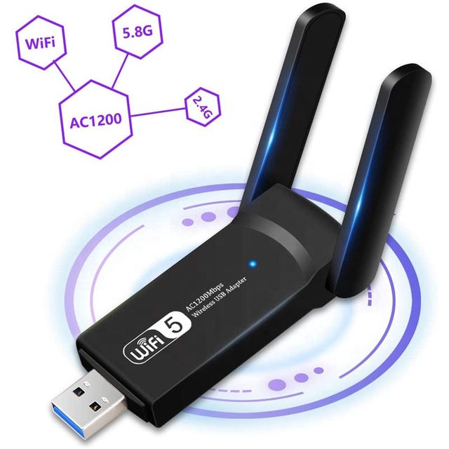 1300Mbps Usb Wifi Adapter with Monitor Mode Dual Band 2.4G/5Ghz Wi-Fi Dongle AC1200 Wireless Network Card for Laptop PC