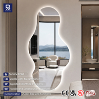 Espejo LED de Lujo Orgánico de Longitud Completa con Retroiluminación Irregular para Hotel, Dormitorio, Vestidor, Espejo Decorativo para Proyectos a Granel y Personalizados